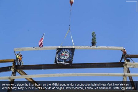 news-Construction Workers Install Final Beam At MGM Arena